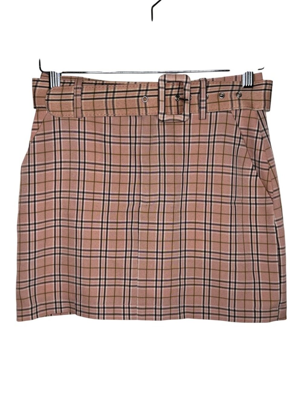 Forever 21 Womens Small Pink Plaid Belted Mini Skirt Preppy Y2K Academia